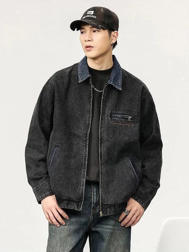 Quality Men's Zip Up Trucker Jacket for Casual Style