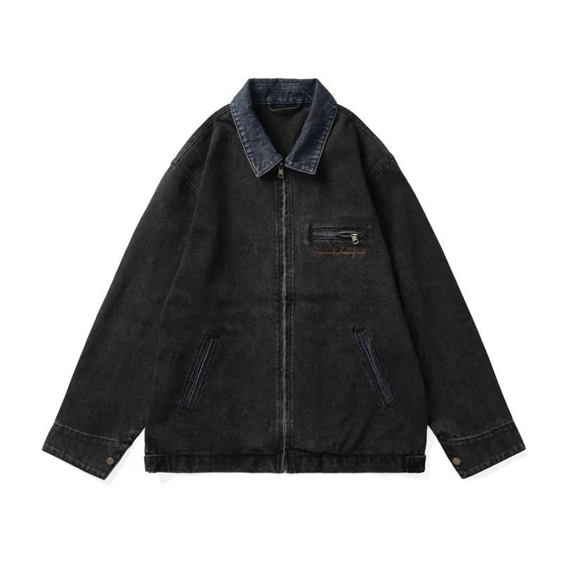 Quality Men's Zip Up Trucker Jacket for Casual Style