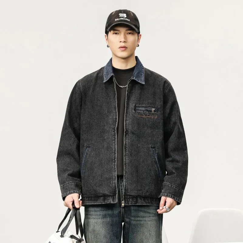 Quality Men's Zip Up Trucker Jacket for Casual Style