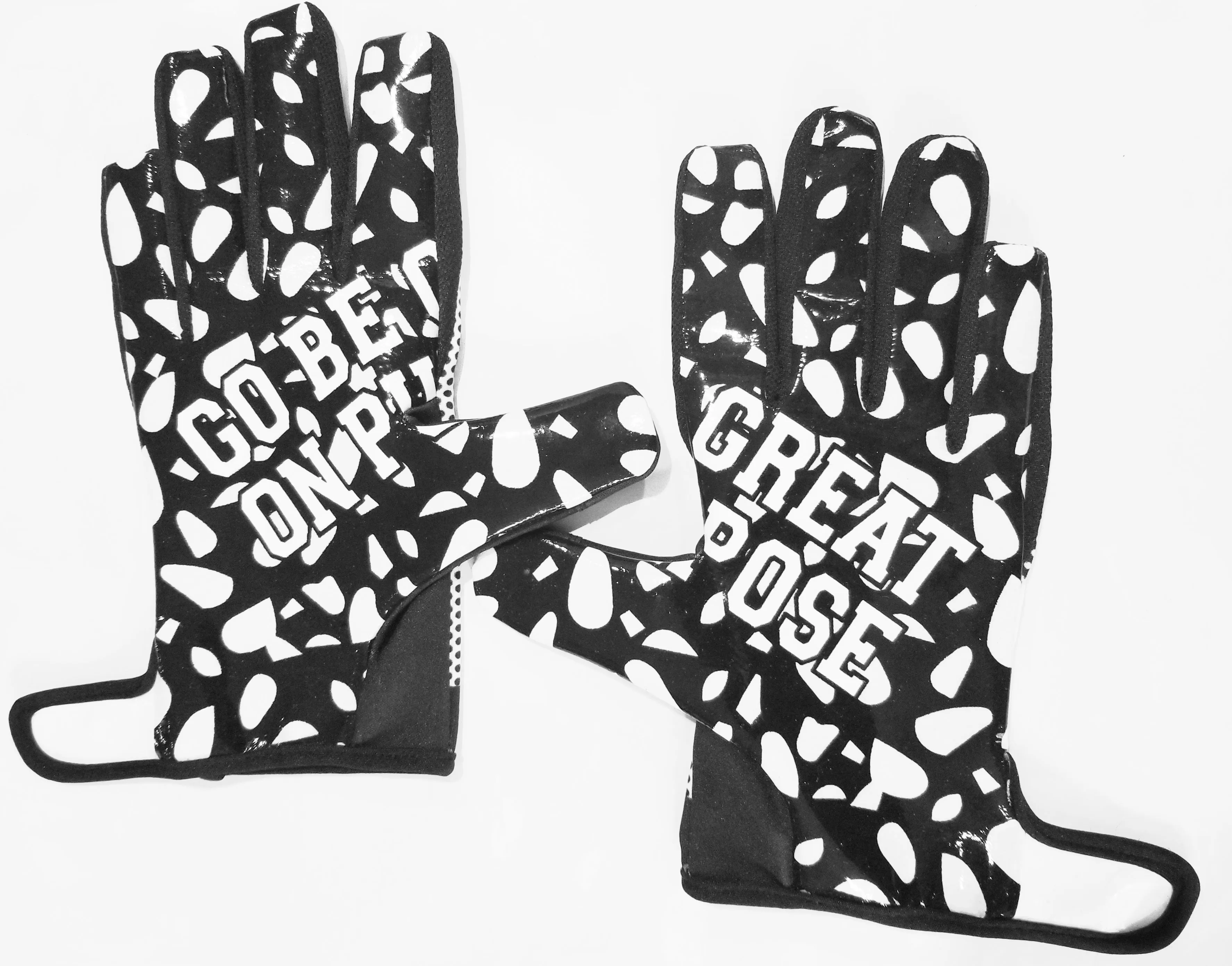 "Go Be Great On Purpose" Football Gloves White w/Black