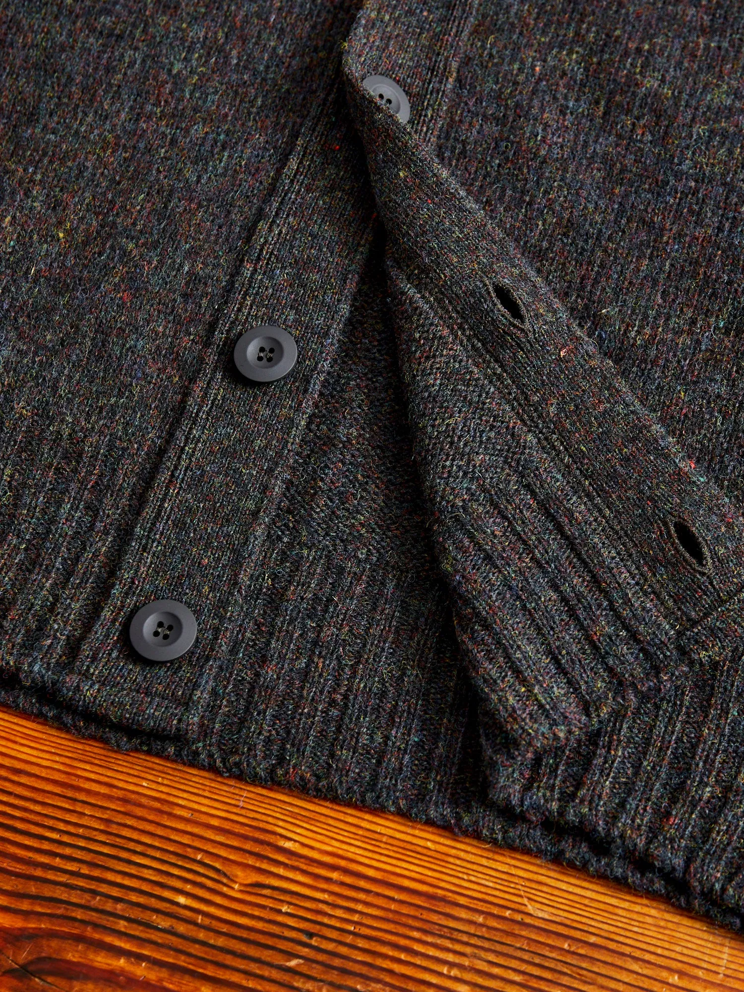 "Shaggy Bear" Wool Cardigan in Wolf
