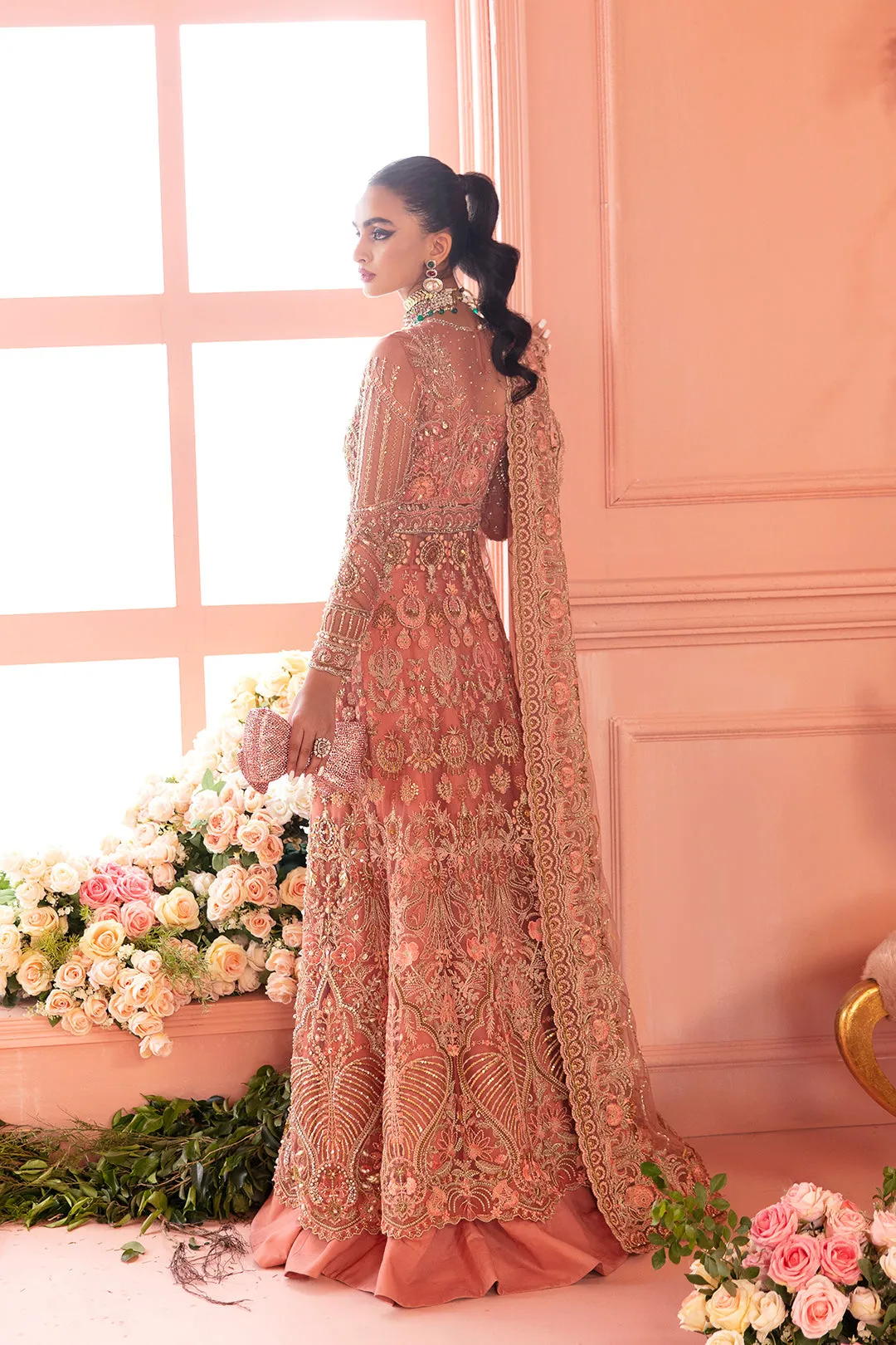 Rani Pink Bridal Lehenga Frock for Pakistani Bridal Wear