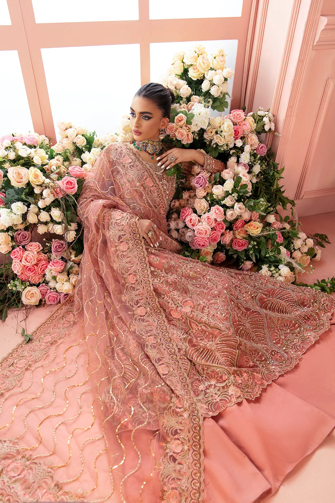 Rani Pink Bridal Lehenga Frock for Pakistani Bridal Wear