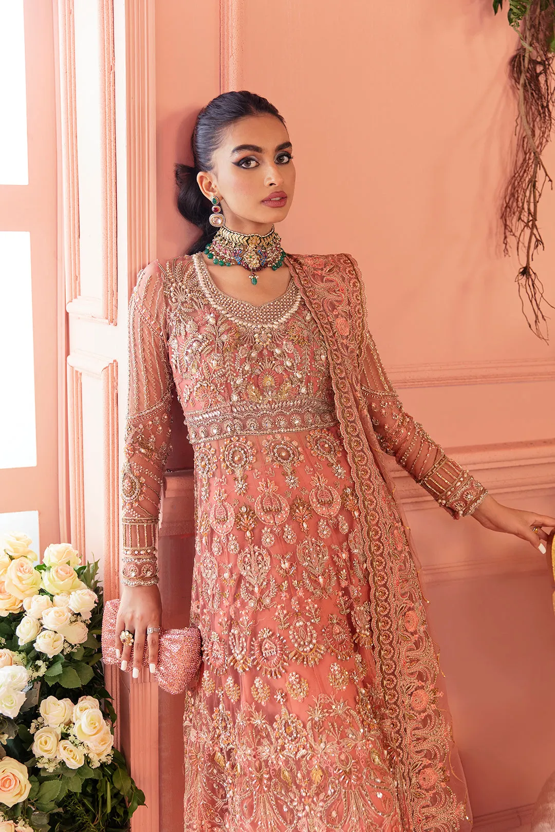 Rani Pink Bridal Lehenga Frock for Pakistani Bridal Wear