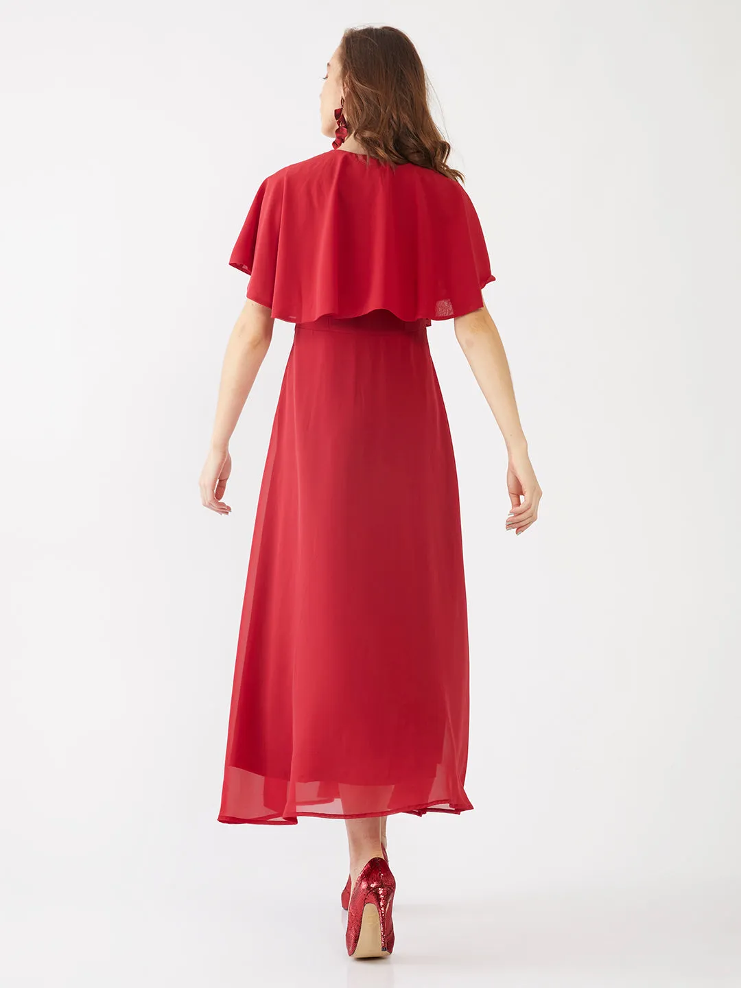 Red Embellished Layered Maxi