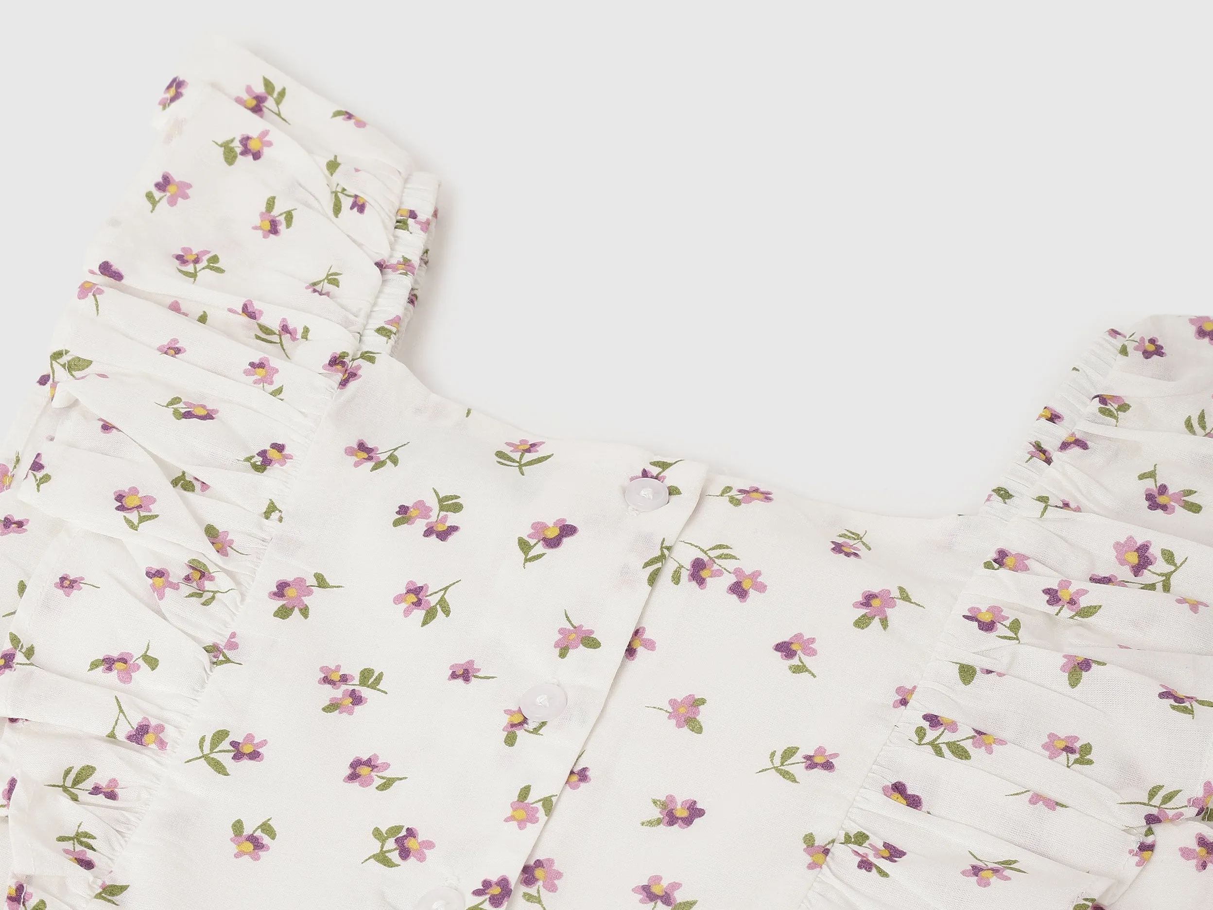 Regular Fit Square Neck Floral Print Dresses