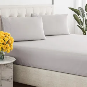 Renee Taylor 300 Thread Count 100% Organic Cotton Fitted and Pillow Case Set  - Moonbeam