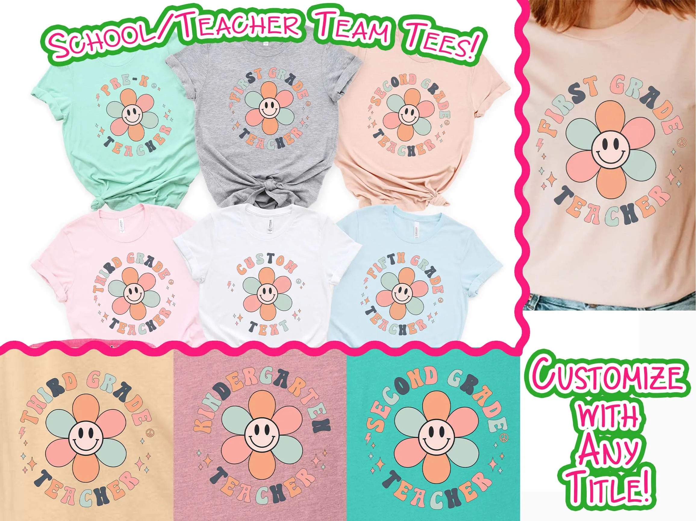 Retro Daisy School Teacher Grade Tee