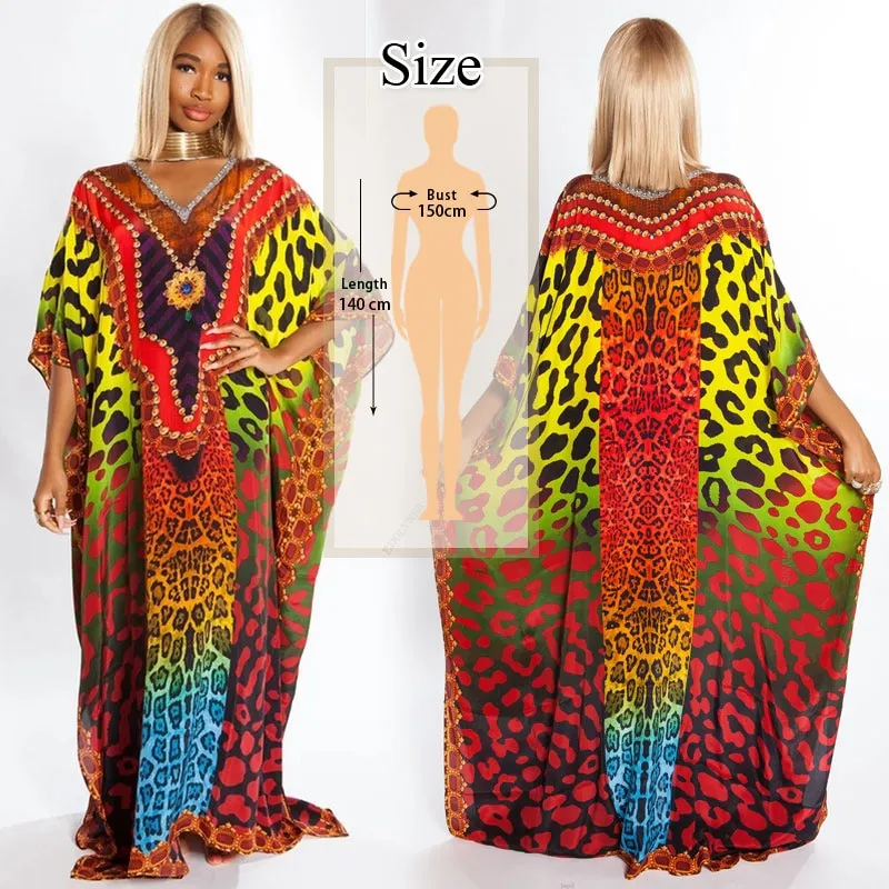 Retro Printed Morrocan Kaftan Plus Size Indie Folk V-Neck Batwing Sleeve Side Split Summer Dress For Women Clothing Q1230