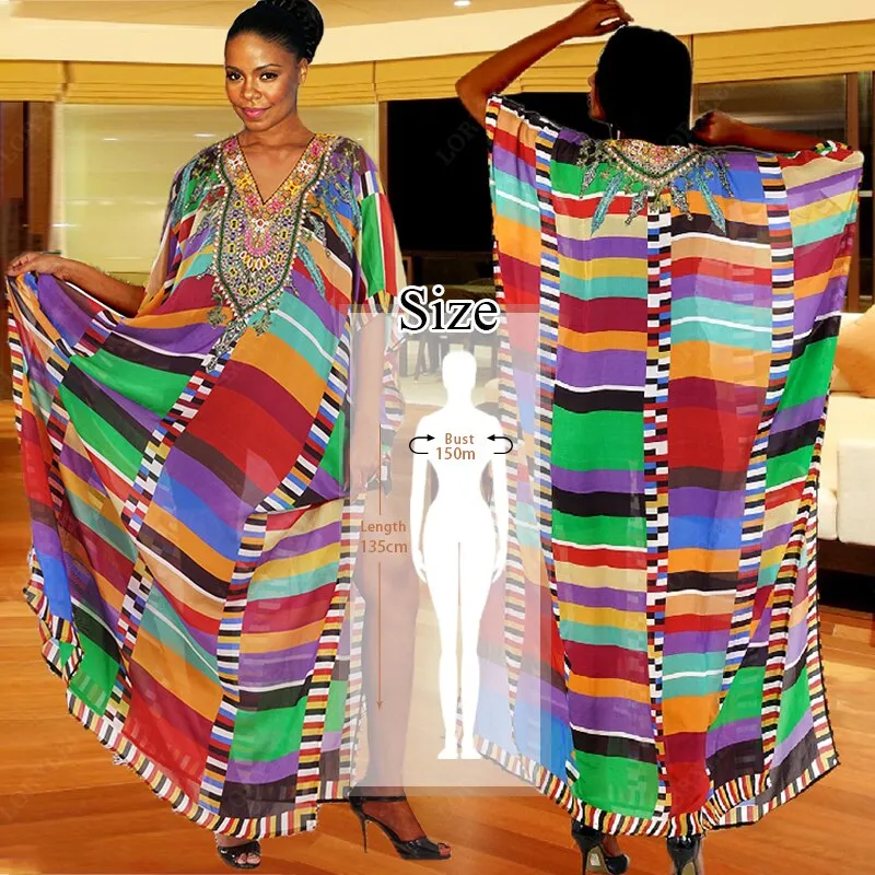 Retro Printed Morrocan Kaftan Plus Size Indie Folk V-Neck Batwing Sleeve Side Split Summer Dress For Women Clothing Q1230
