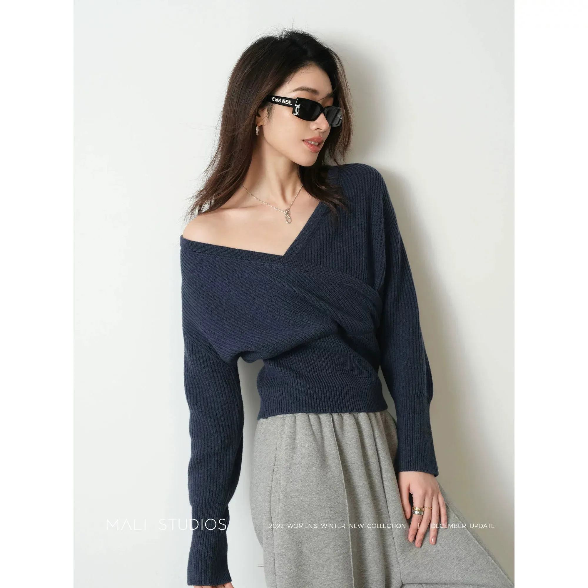 Ribbed Wrap Sweater