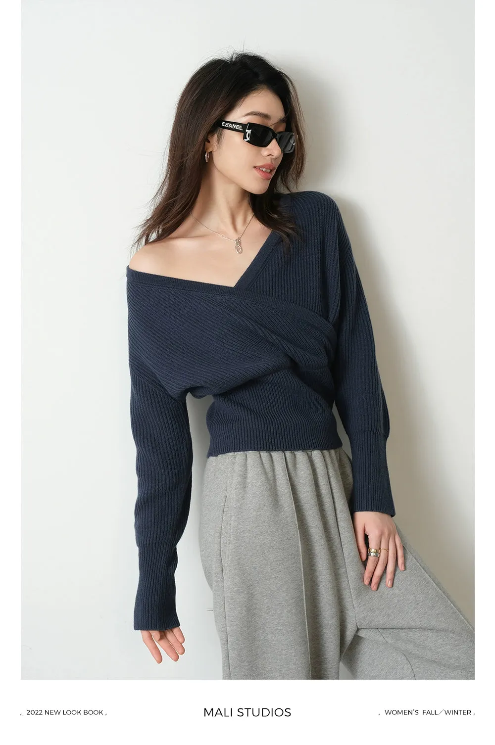Ribbed Wrap Sweater
