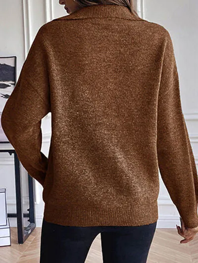 Richelle Half Zip Dropped Shoulder Sweater