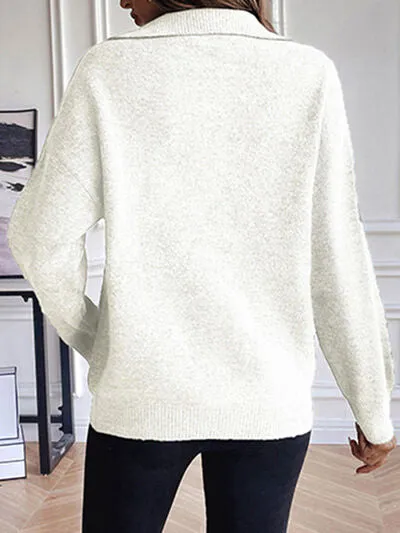 Richelle Half Zip Dropped Shoulder Sweater