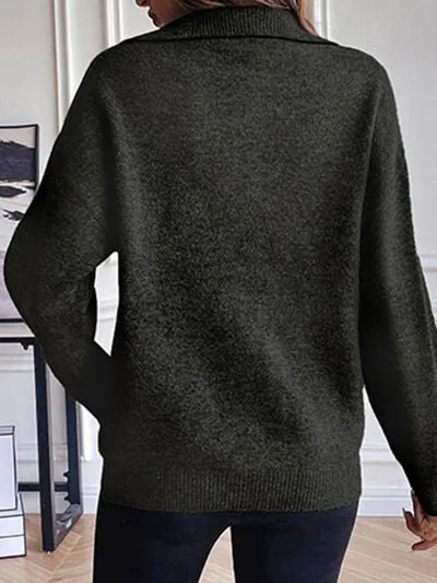 Richelle Half Zip Dropped Shoulder Sweater