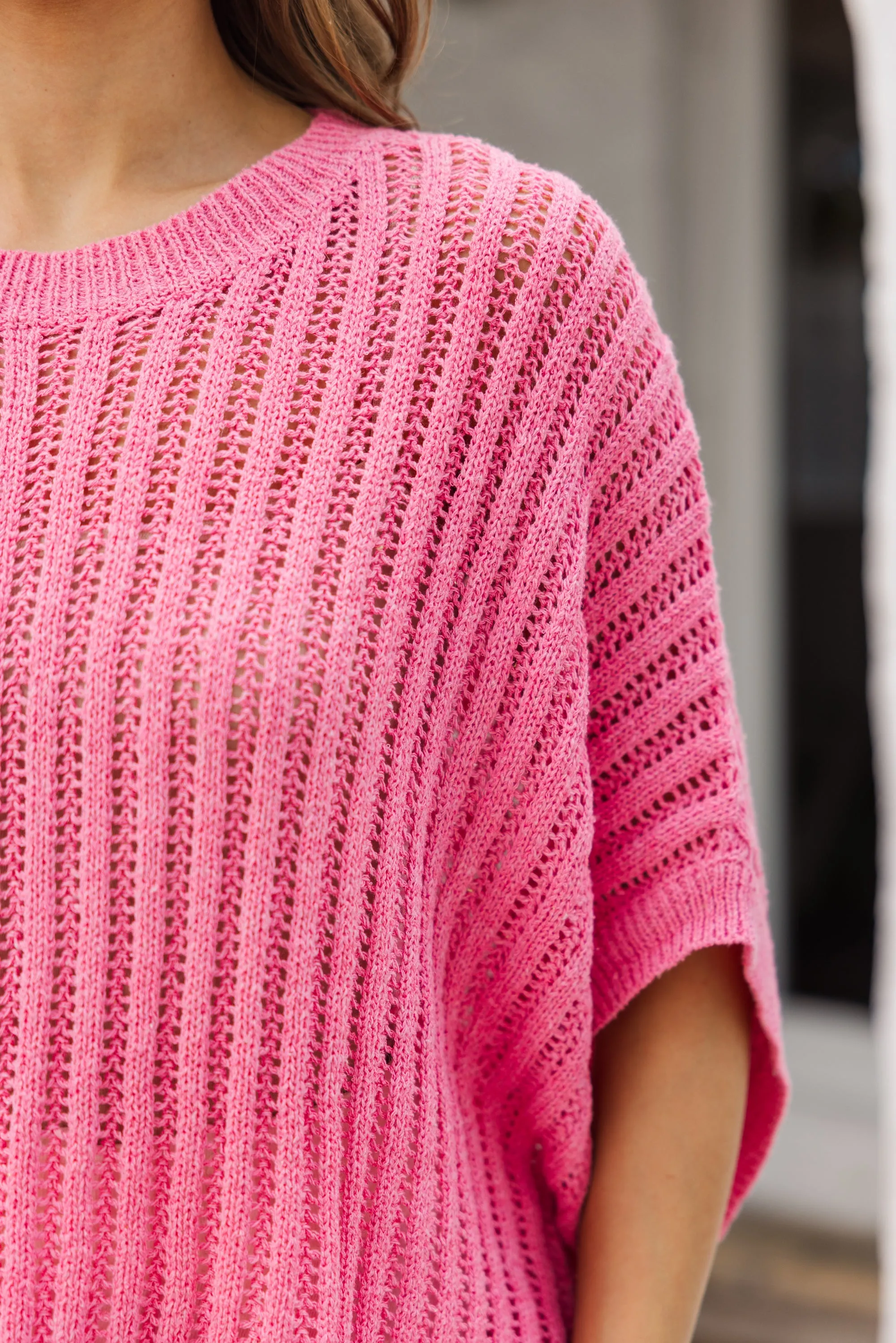 Right Where You Are Pink Loose Knit Sweater