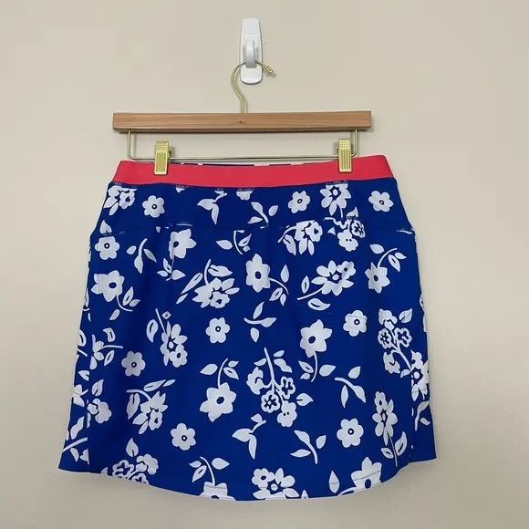 RLX Ralph Lauren Blue &amp; White Floral Print Mini Tennis Prep Golf Skort