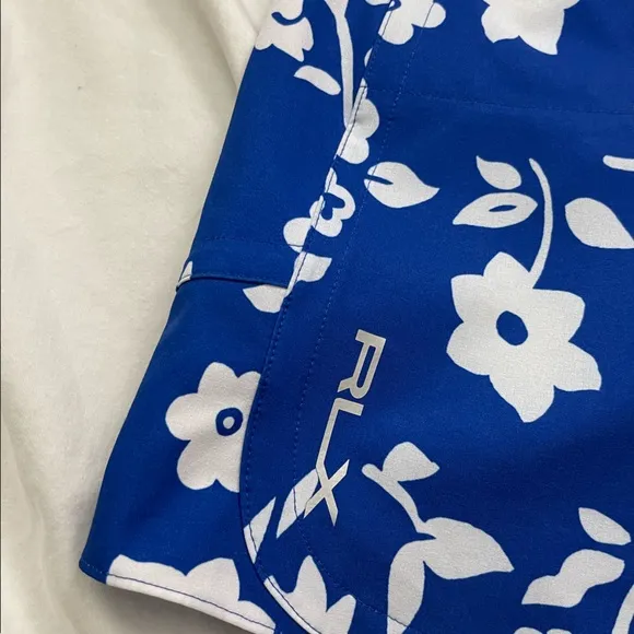 RLX Ralph Lauren Blue &amp; White Floral Print Mini Tennis Prep Golf Skort