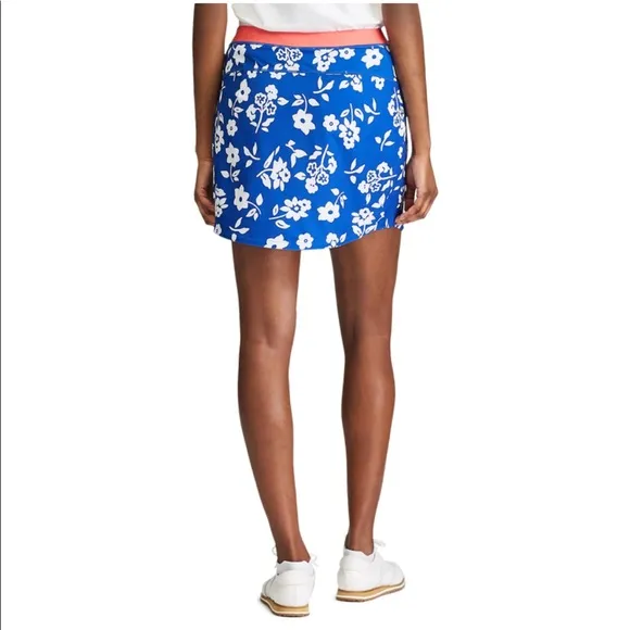 RLX Ralph Lauren Blue &amp; White Floral Print Mini Tennis Prep Golf Skort