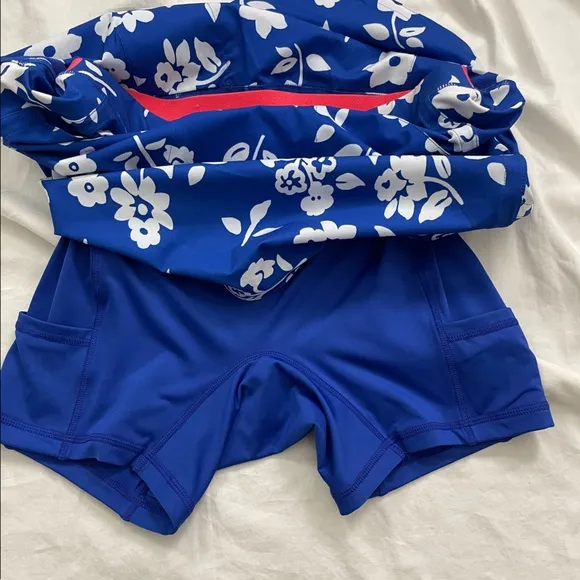 RLX Ralph Lauren Blue &amp; White Floral Print Mini Tennis Prep Golf Skort