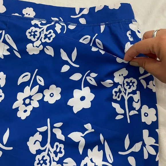 RLX Ralph Lauren Blue &amp; White Floral Print Mini Tennis Prep Golf Skort