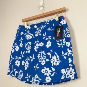 RLX Ralph Lauren Blue &amp; White Floral Print Mini Tennis Prep Golf Skort