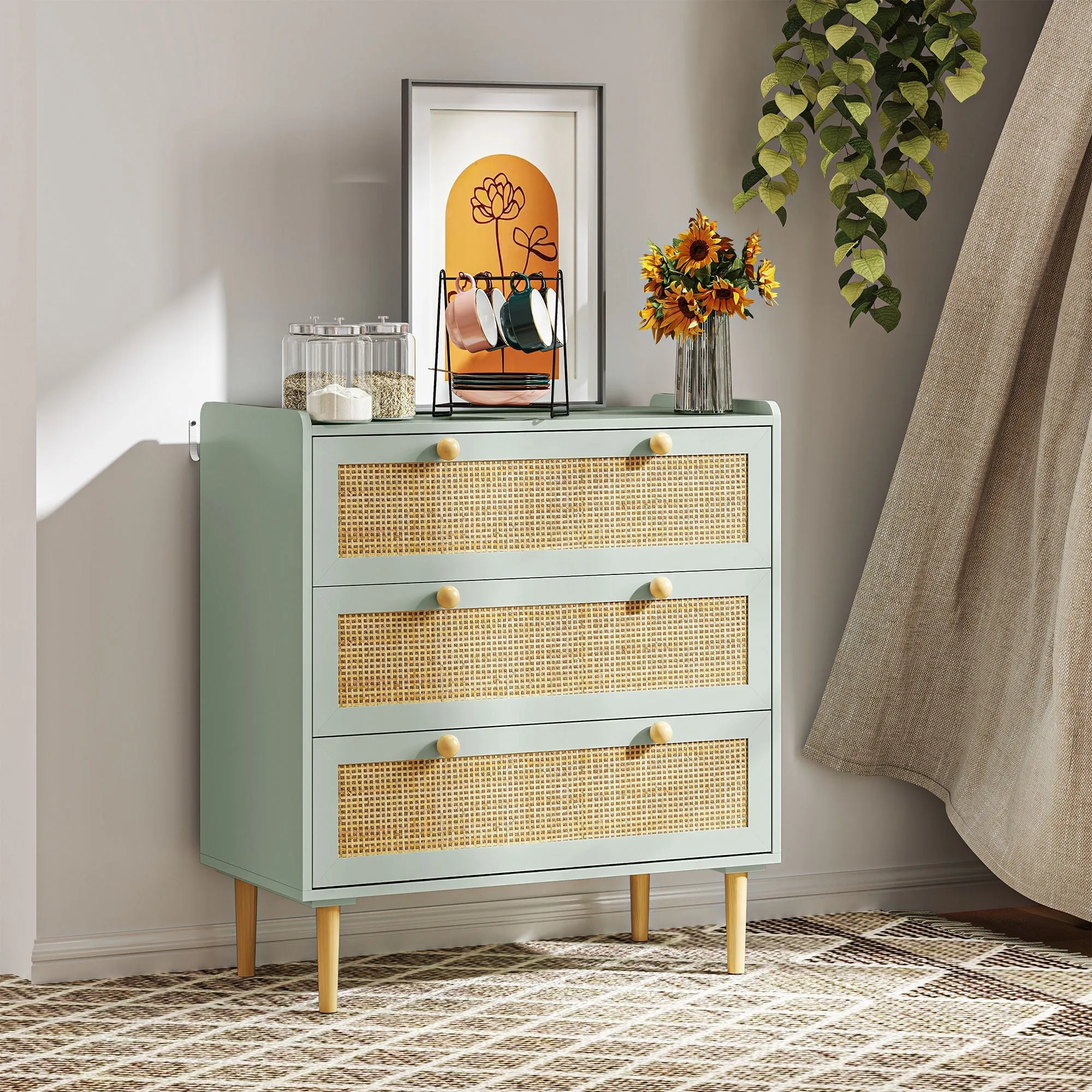 Rootz Bohème-Design Chest of Drawers - Dresser - Storage Cabinet - Elegant Boho-Chic Style - 80L x 40B x 87.5H cm