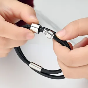 Roscada Smooth Leather Black Bracelet - IUBR300