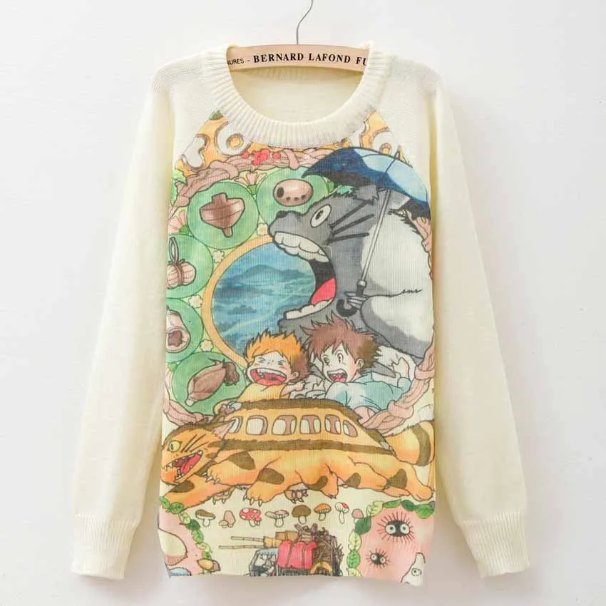Rose garden owl bird print women sweaters and pullover Harajuku fashion Knitwear sweater coat Plus Size