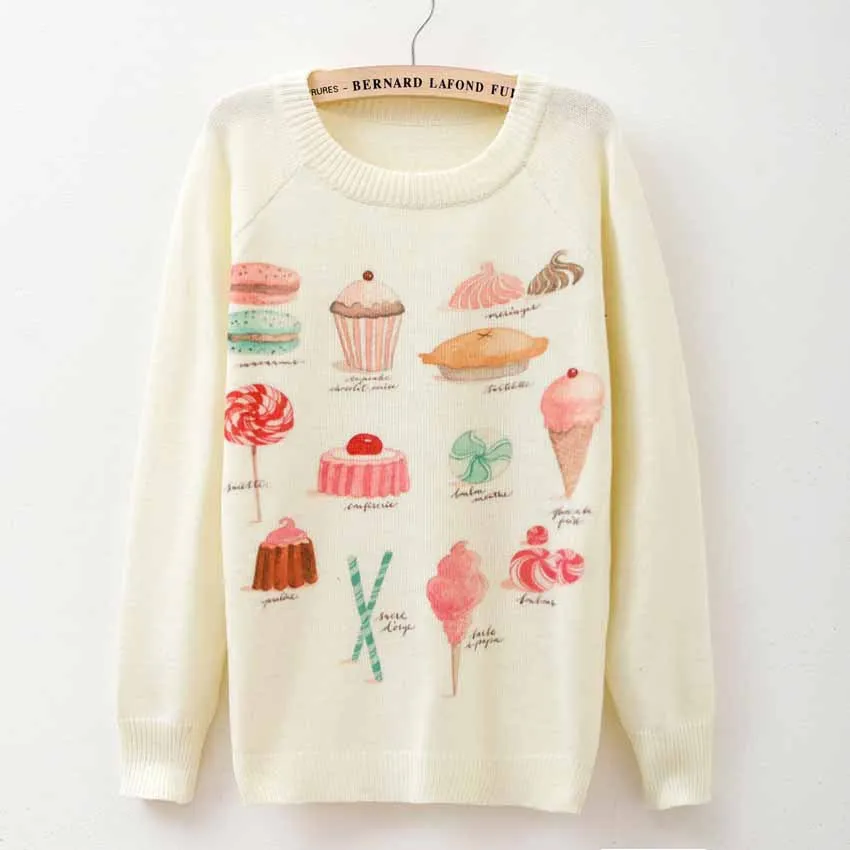 Rose garden owl bird print women sweaters and pullover Harajuku fashion Knitwear sweater coat Plus Size