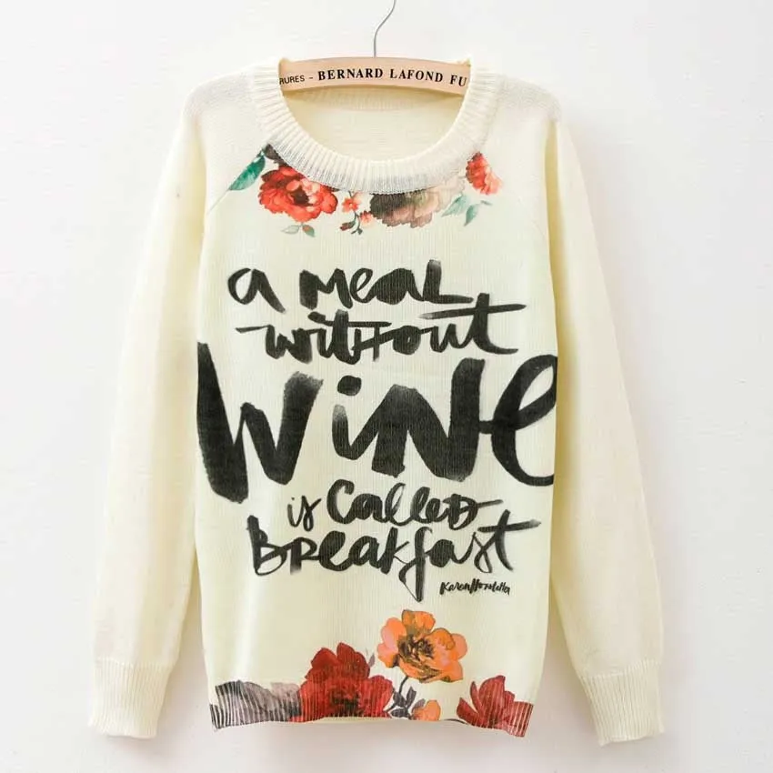 Rose garden owl bird print women sweaters and pullover Harajuku fashion Knitwear sweater coat Plus Size