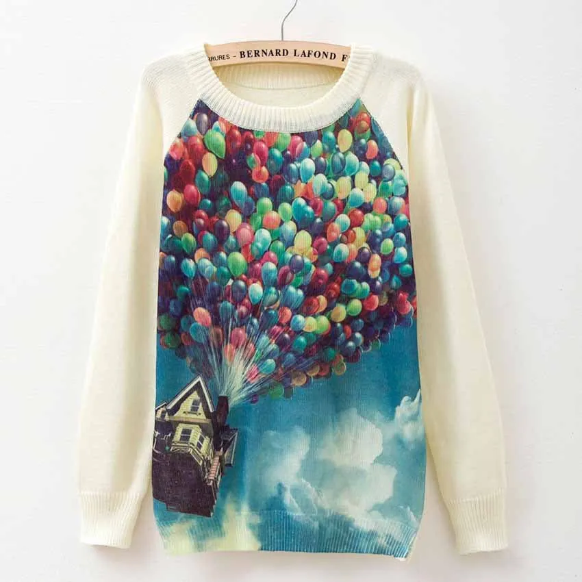 Rose garden owl bird print women sweaters and pullover Harajuku fashion Knitwear sweater coat Plus Size