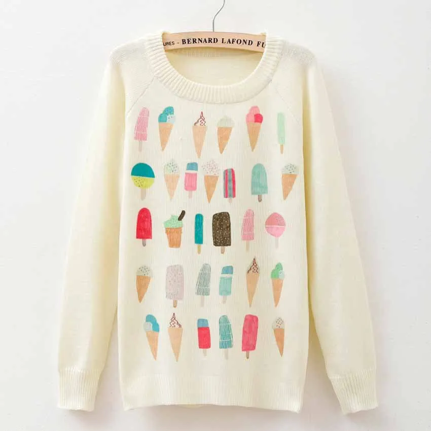 Rose garden owl bird print women sweaters and pullover Harajuku fashion Knitwear sweater coat Plus Size