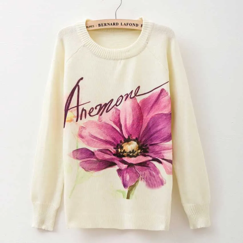 Rose garden owl bird print women sweaters and pullover Harajuku fashion Knitwear sweater coat Plus Size