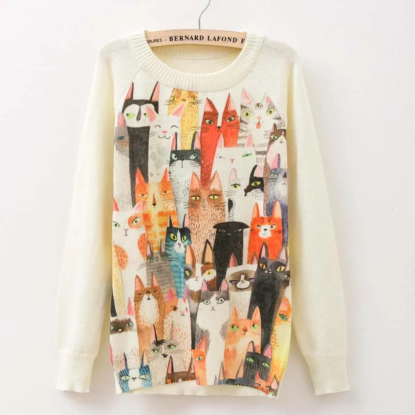 Rose garden owl bird print women sweaters and pullover Harajuku fashion Knitwear sweater coat Plus Size