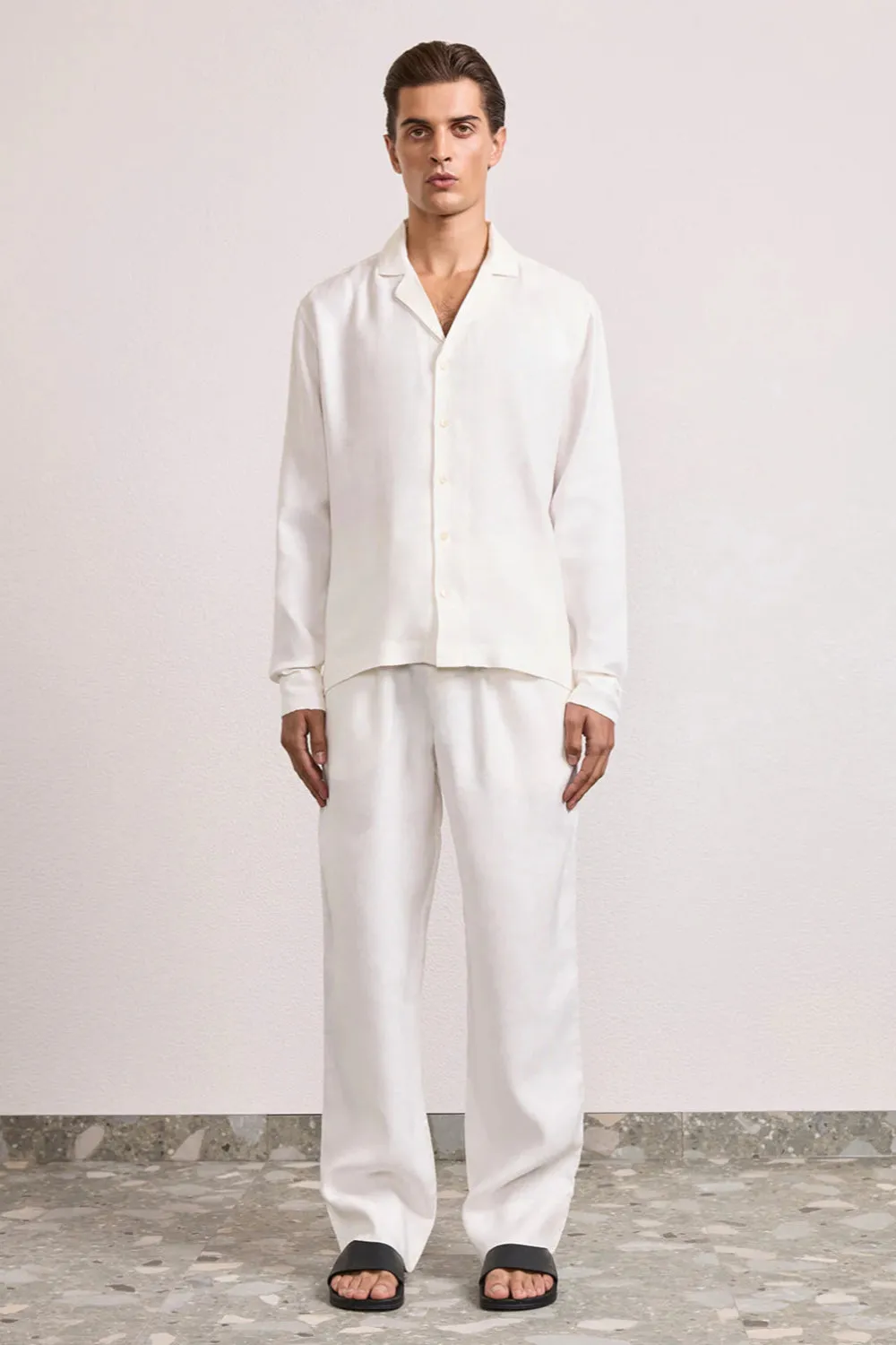 Safra Linen-Viscose Lounge Shirt LS