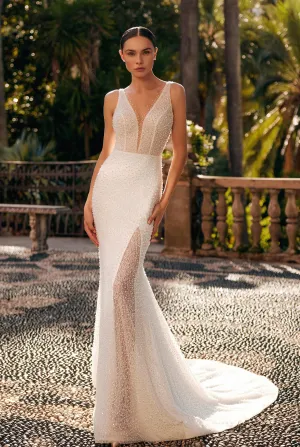 Sally Trumpet/Mermaid Illusion Ivory Wedding dress
