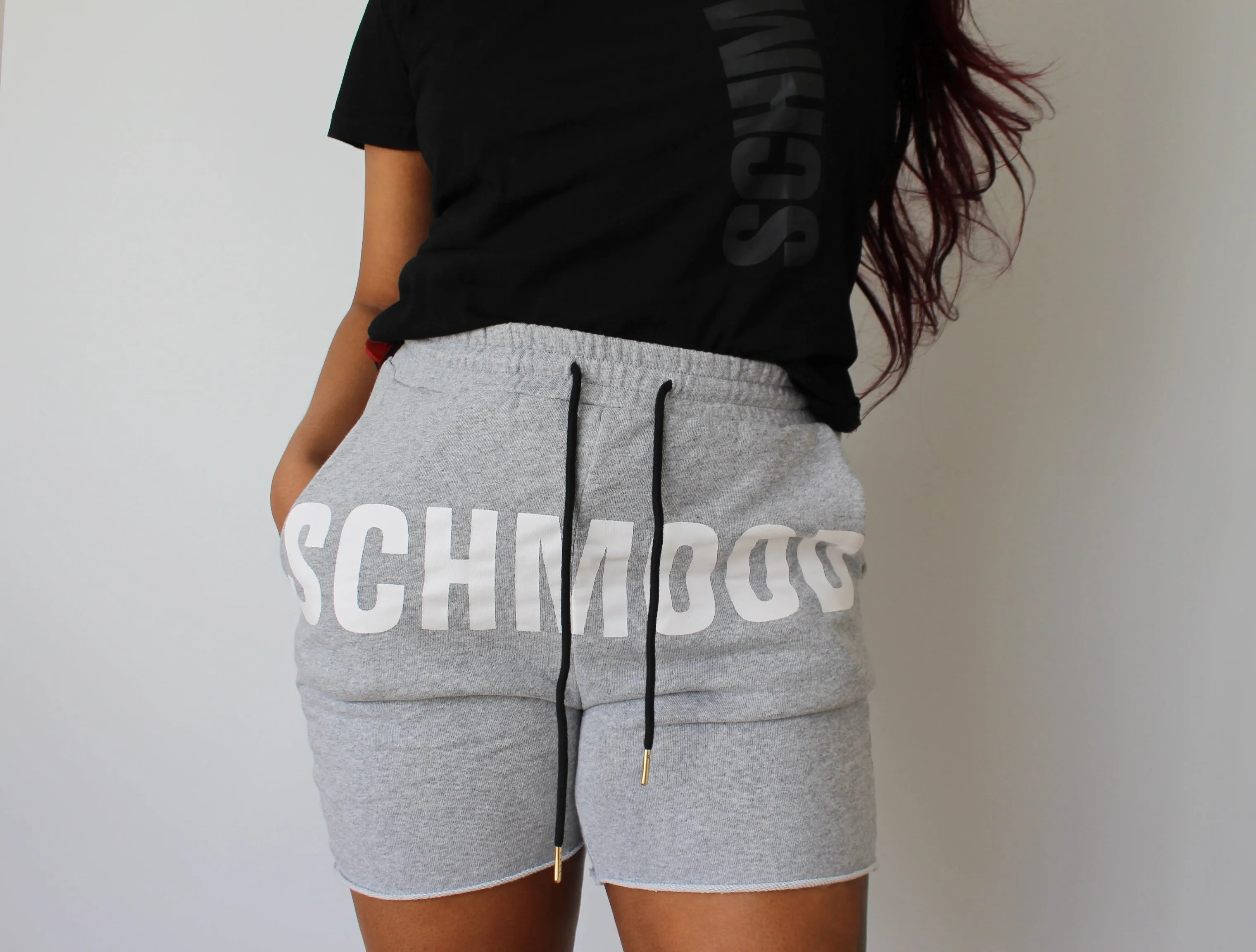 SCHMOOD Sweat Shorts - Heather Gray/White