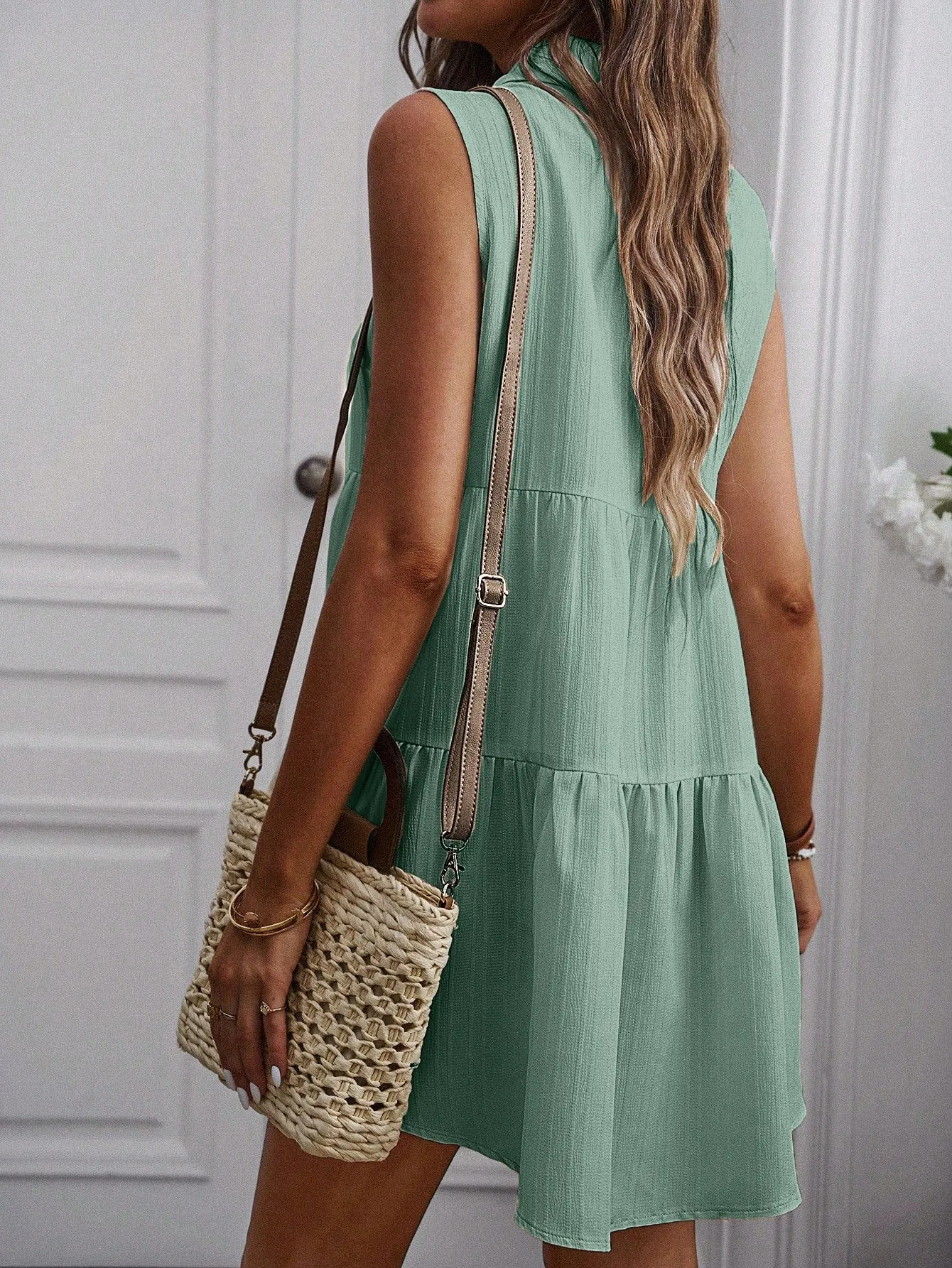 Sea Green A-Line Tiered Shirt