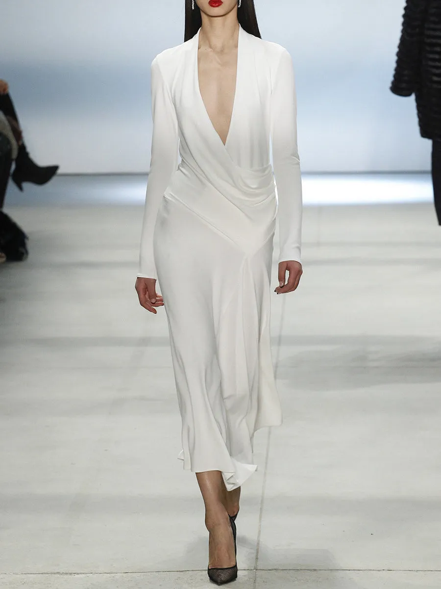 Sexy Solid Color V-neck Maxi Dress