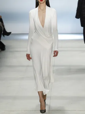 Sexy Solid Color V-neck Maxi Dress