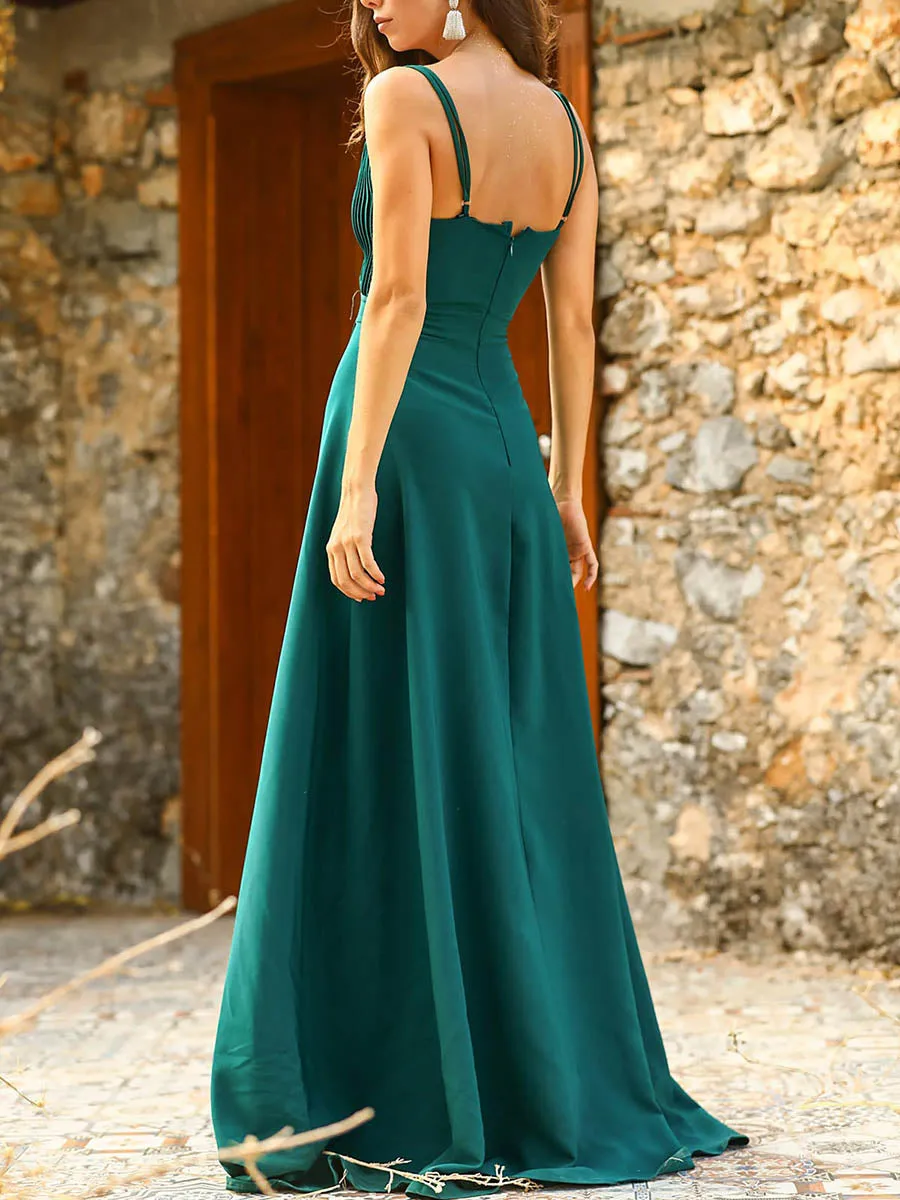 Sexy Suspender V-neck Evening Dress