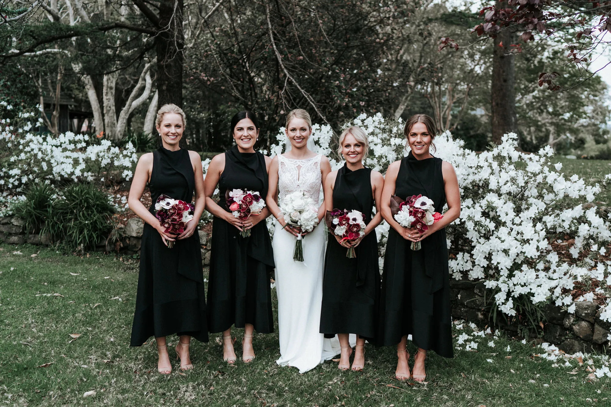 Sheath High-neck Sleeveless Long Black Bridesmaid Dresses With Belt, BD1114