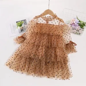 Sheered layer dot dress