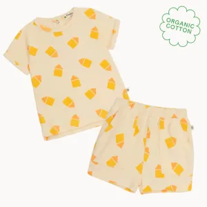 Shell & Shoreline Set - Yellow Towelling Shorts & T-shirt Set