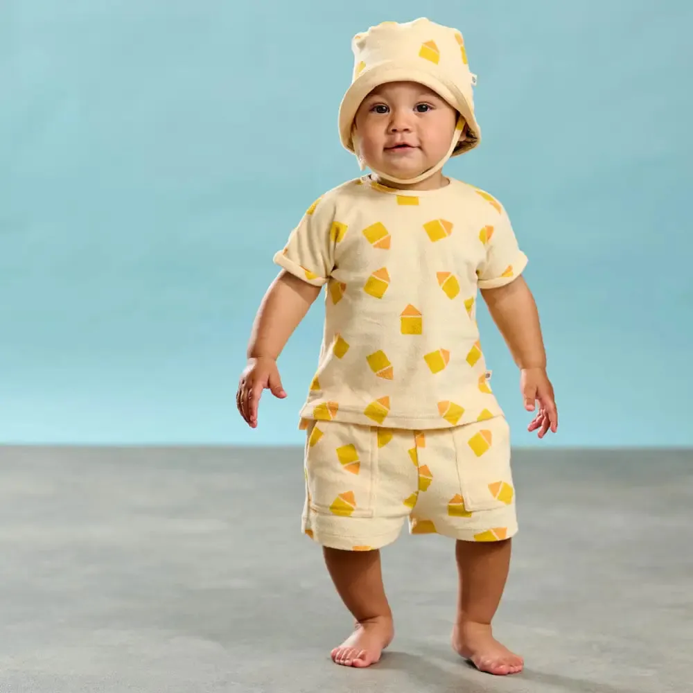 Shell & Shoreline Set - Yellow Towelling Shorts & T-shirt Set