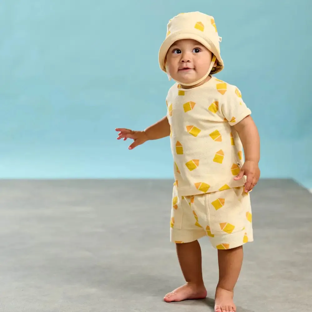 Shell & Shoreline Set - Yellow Towelling Shorts & T-shirt Set