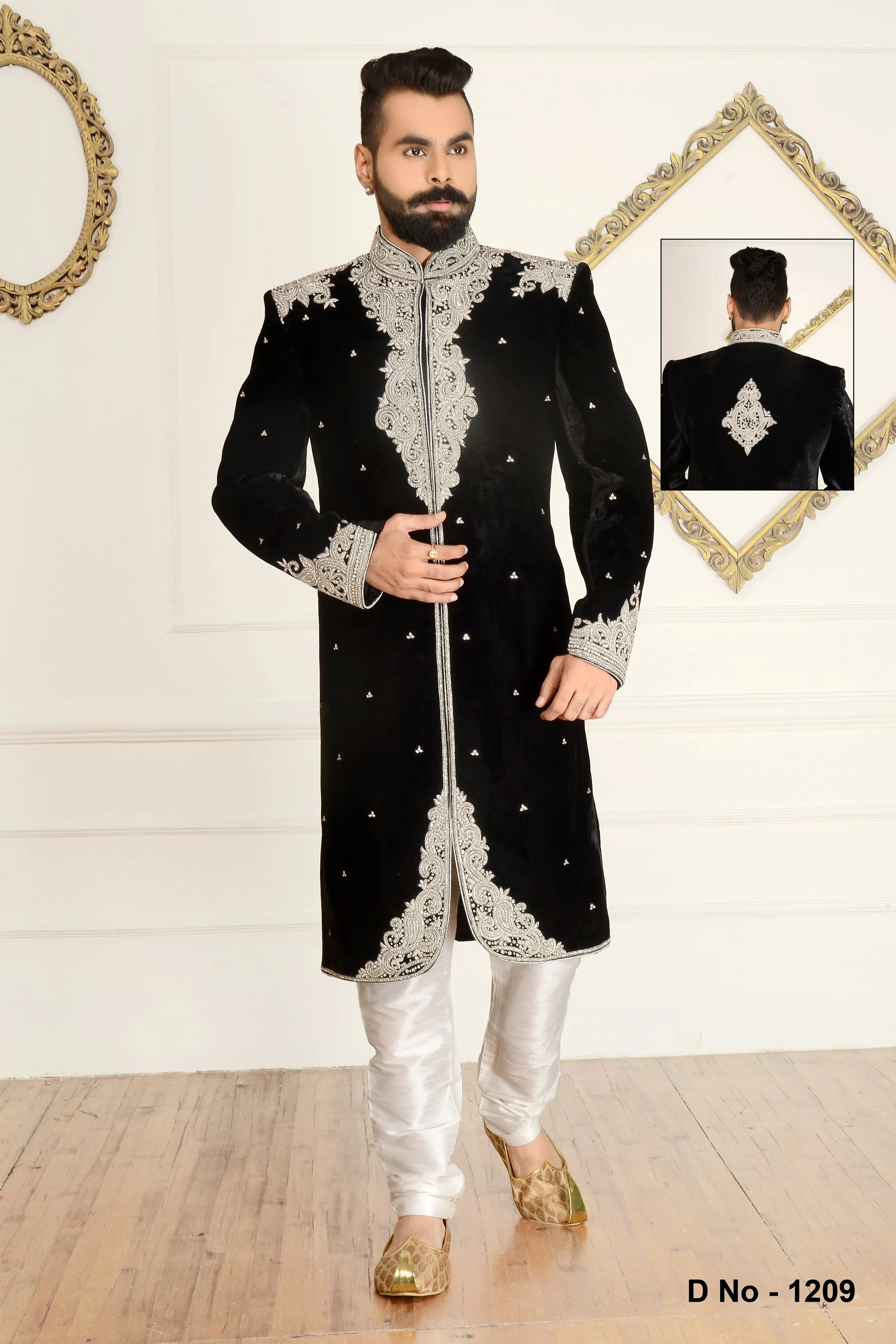 Sherwani (Custom Tailored) - (D.No.-1209)