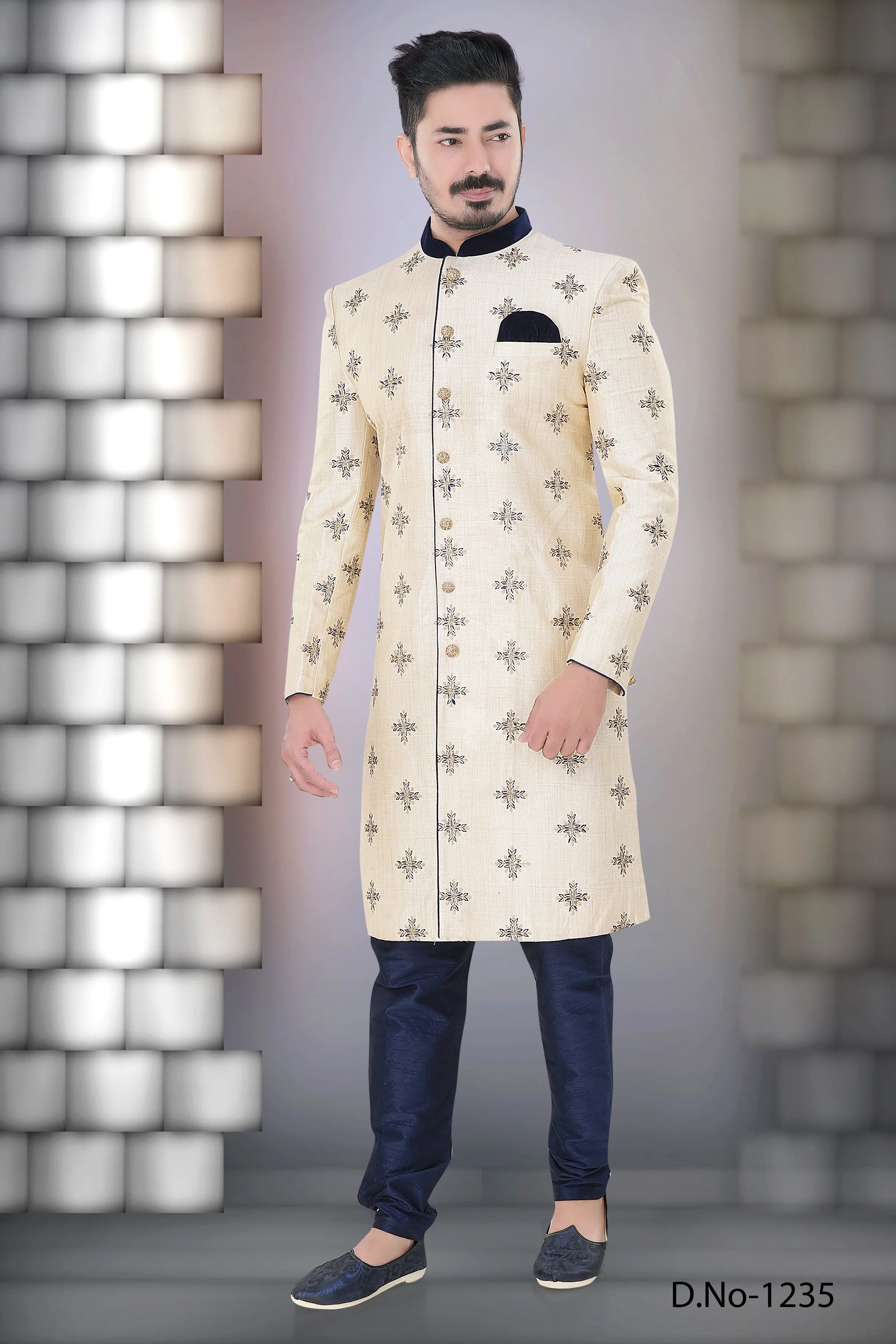 Sherwani (Custom Tailored) - (D.No.-1235)