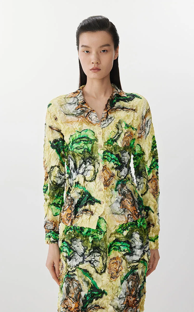 Shirt / JNBY Floral Print Ruched Fitted Shirt